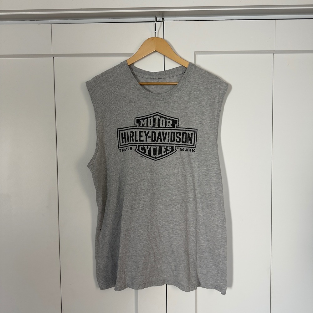 Modern 2022 Mens XL Harley-Davidson Muscle Tank Top Grey Gatlinburg TN Cotton